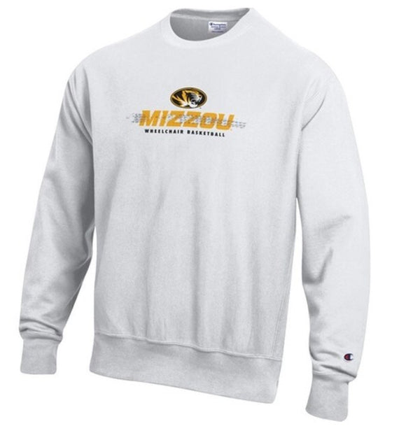 Mizzou Tigers Champion® Wheelchair Basketball Oval Tiger Head White Crew Sweatshirt