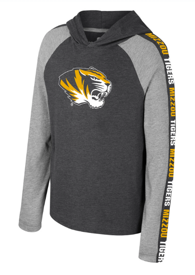 Mizzou Tigers Colosseum Youth Starfighter Tiger Head Black Longsleeve Hoodie