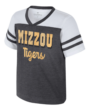 Mizzou Tigers Colosseum Toddler Girls Space Opera Gold Foil Black and White T-Shirt