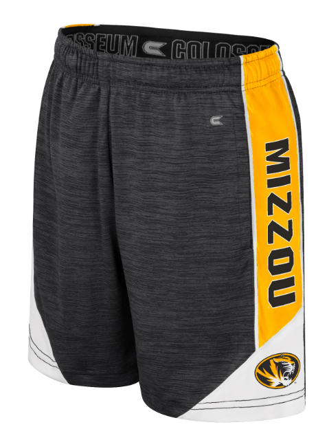 Mizzou Tigers Colosseum Youth Rylos Mizzou Tiger Head Black and Gold Shorts