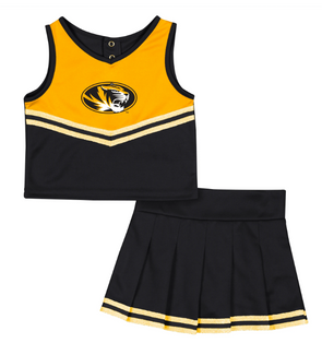 Mizzou Tigers Colosseum Toddler Tiger Head Black and Gold Cheerleader Set