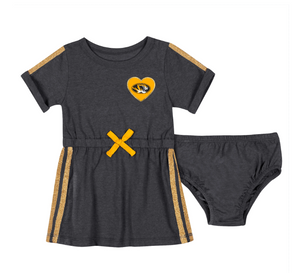 Mizzou Tigers Colosseum Infant Heart Tiger Head Black Dress with Bloomers