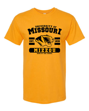 Mizzou Tigers University of Missouri Tiger Head Est. 1839 Gold T-Shirt