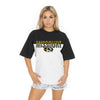 Mizzou Tigers Women's Gameday Couture Split Decision Sequin Oval Tiger Head Black and White T-Shirt