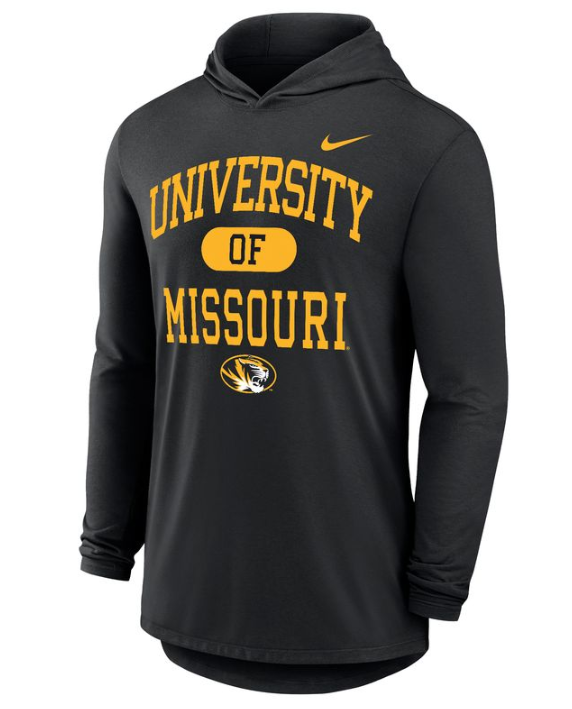 Mizzou Tigers Nike® 2024 University of Missouri Oval Tiger Head Black Long Sleeve Hoodie