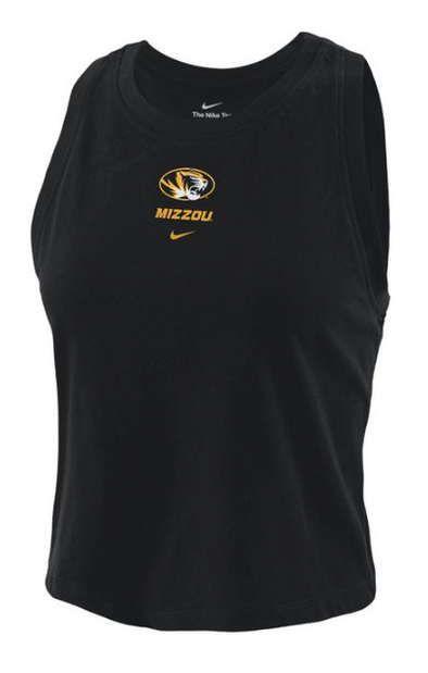 Mizzou Tigers Nike® 2024 Women's Crop Oval Tiger Head Black Tank Top