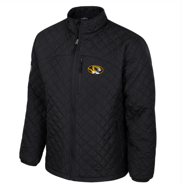 Mizzou Tigers Colosseum Full Zip Back on Top Puffer Oval Tiger Head Black Jacket