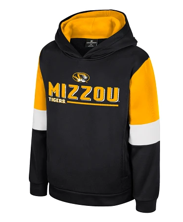 Mizzou Tigers Colosseum Youth Derek Oval Tiger Head Black and Gold Hoodie