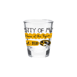 Mizzou Tigers Julia Gash Black and Gold Shot Glass