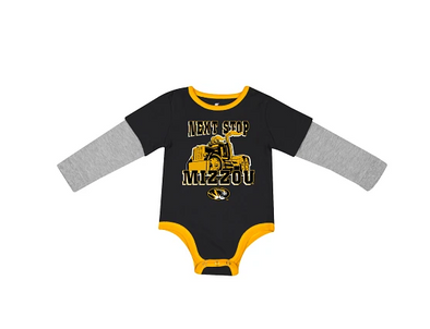 Mizzou Tigers Colosseum Infant Next Stop Oval Tiger Head Long Sleeve Black/Gold Onesie