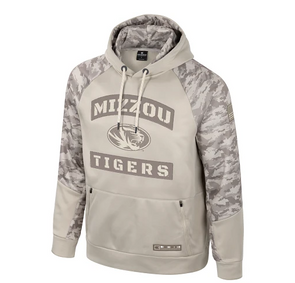 Mizzou Tigers Colosseum Oval Tiger Head OHT Military Appreciation Tan Camo Hoodie