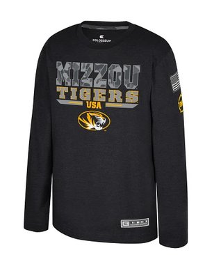 Mizzou Tigers Colosseum OHT Youth OORAH Mizzou Camo Black Long Sleeve T-Shirt