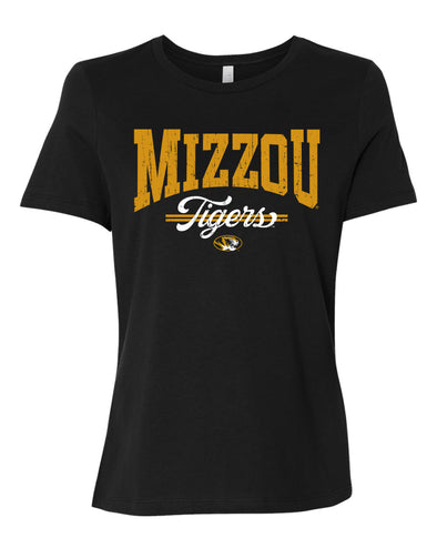 Mizzou Tigers Women's Bella Relaxed Tigers Script Tiger Head Black T-Shirt
