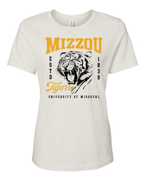 Mizzou Tigers Women's Bella Relaxed Tiger Roaring Est 1839 Off White T-Shirt