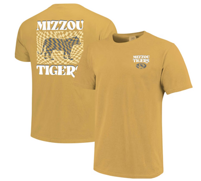 Mizzou Tigers Comfort Colors Mizzou Checkered Gold T-Shirt