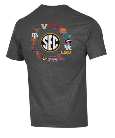 Mizzou Tigers Champion® Oval Tiger Head SEC All Teams Circle Grey T-Shirt