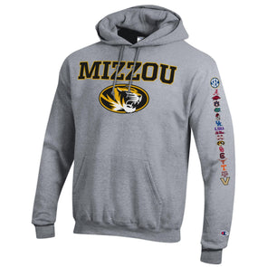 Mizzou Tigers Champion® SEC All Teams Mizzou Oval Tiger Head Grey Hoodie