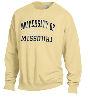 Mizzou Tigers GEAR for Sports Comfort Wash Puff Ink Yellow Crew Sweatshirt