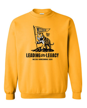 Mizzou Tigers 2024 Official Homecoming Leading the Legacy Gold Crew Sweatshirt