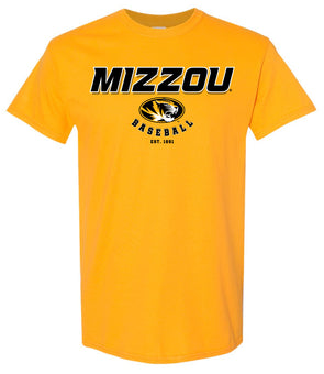 Mizzou Tigers 2025 Oval Tiger Head Baseball Gold T-Shirt