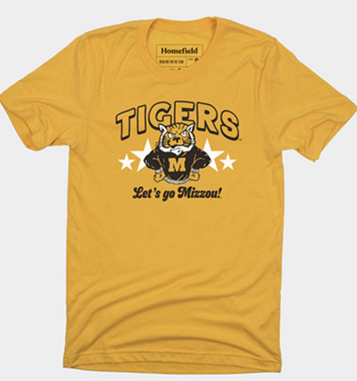 Mizzou Tigers Homefield Vault Tigers Stars Lets Go Mizzou Gold T-Shirt