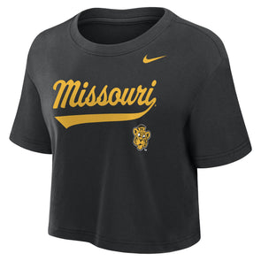 Mizzou Tigers Nike® 2025 Women's Vault Beanie Tiger Black Crop T-Shirt