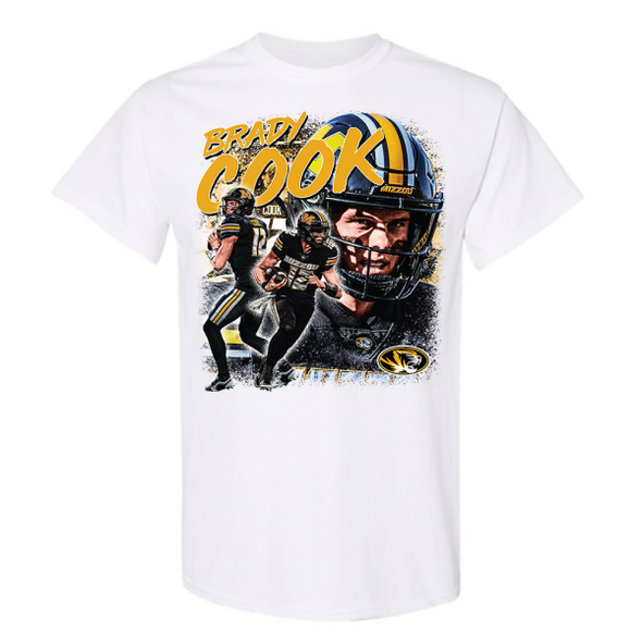 Mizzou Tigers NIL 2024 Football Brady Cook White T-Shirt