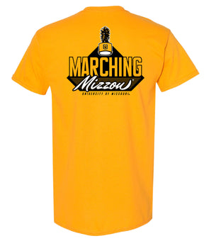 Mizzou Tigers 2024 Marching Mizzou Oval Tiger Head with Shako Gold T-Shirt