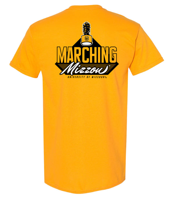 Mizzou Tigers 20204 Marching Mizzou Oval Tiger Head with Shako Gold T-Shirt