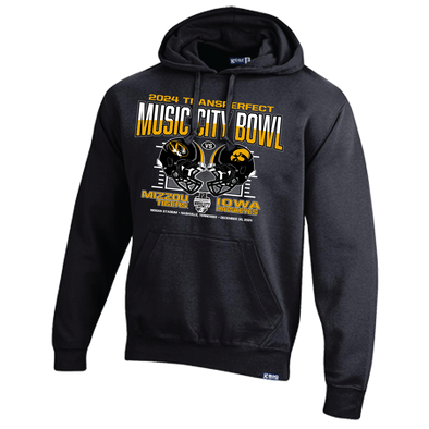 Mizzou Tigers Champion® Music City Bowl Dueling Helments Black Hooded Sweatshirt