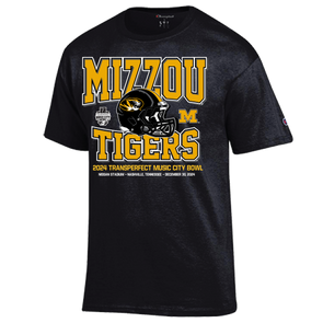 Mizzou Tigers Champion® Music City Bowl Football Helmet Black T-Shirt