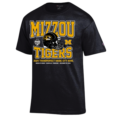 Mizzou Tigers Champion® Music City Bowl Football Helmet Black T-Shirt