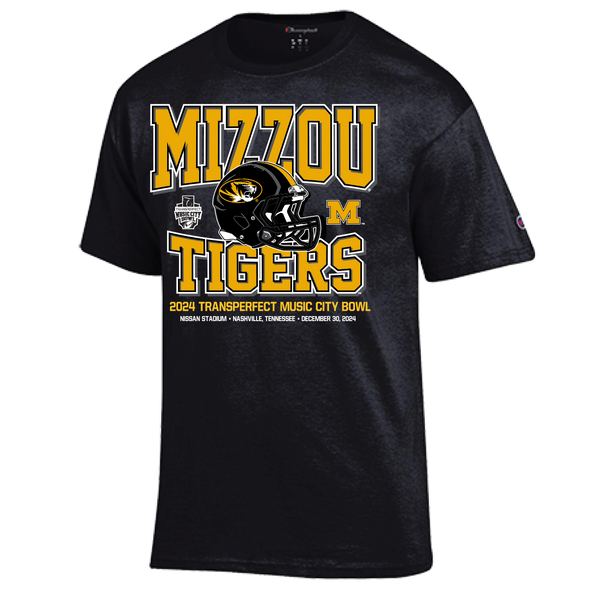 Mizzou Tigers Champion® Music City Bowl Football Helmet Black T-Shirt