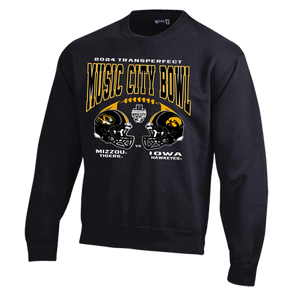 Mizzou Tigers Champion® Music City Bowl Dueling Helmets Black Crew Sweatshirt