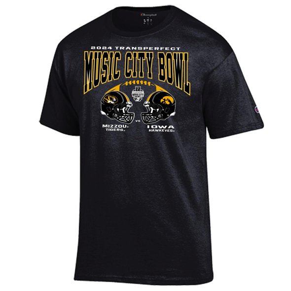 Mizzou Tigers Champion® Music City Bowl Dueling Helmets Black T-Shirt