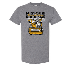 Mizzou Tigers 2024 State Fair Summers Best Story Truck Bed with Animals Grey T-Shirt