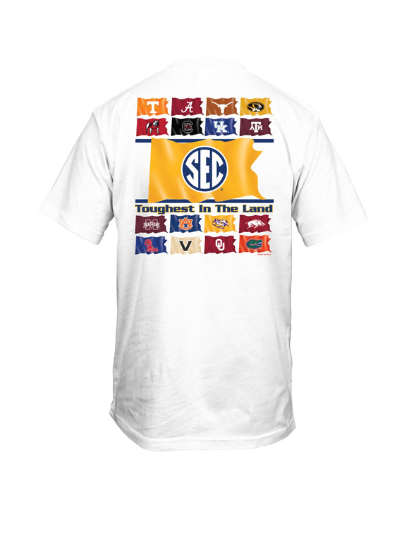 Mizzou Tigers SEC Conference Flags Toughest in the Land White T-Shirt