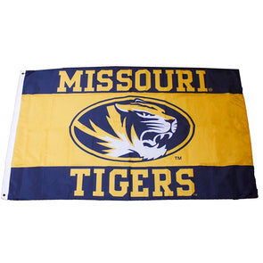 Missouri Tigers Oval Tiger Head Black and Gold Flag