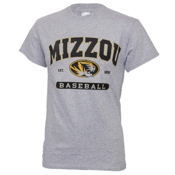 Mizzou Champion® Oval Tiger Head Grey Baseball T-Shirt
