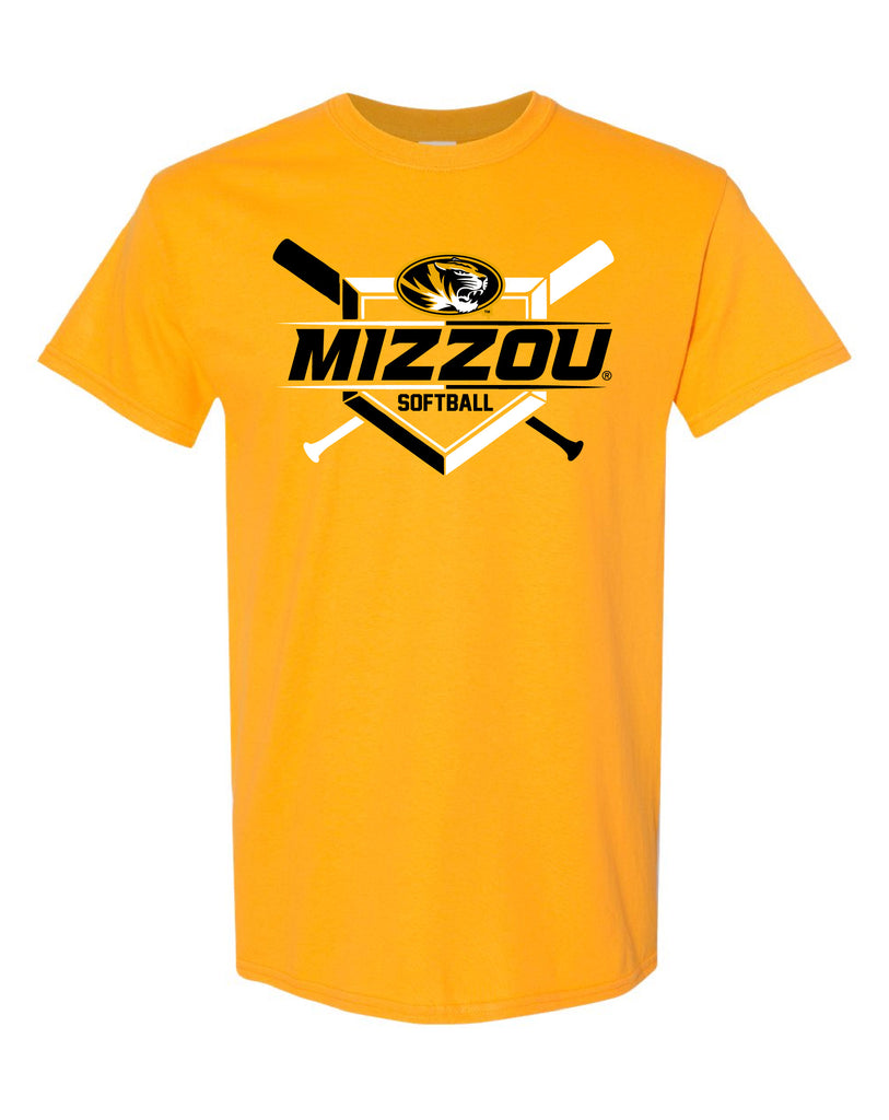 Mizzou Tigers Baseball Home Plate Oval Tiger Head Grey T-Shirt 