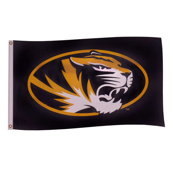 Mizzou Oval Tiger Head Black Flag